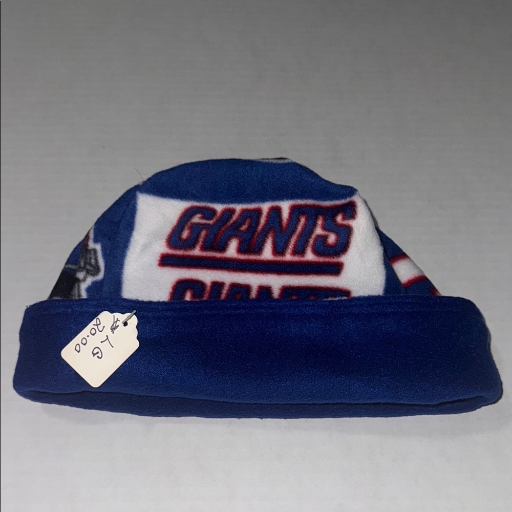 Handmade By Mad NY Giants Blue,Red& White Fleece Beanie Warm & Cozy Size Large